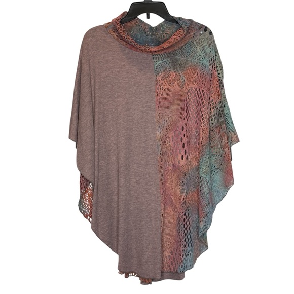 Dor Dor Jackets & Blazers - Dor Dor Couture Crochet Patchwork Poncho L  Top Large Boho Asymmetrical